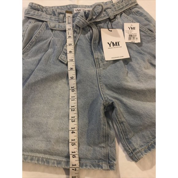 YMI High-rise shorts Denim jeans Collection wide leg size 5, celestial blue NWT - Picture 11 of 11